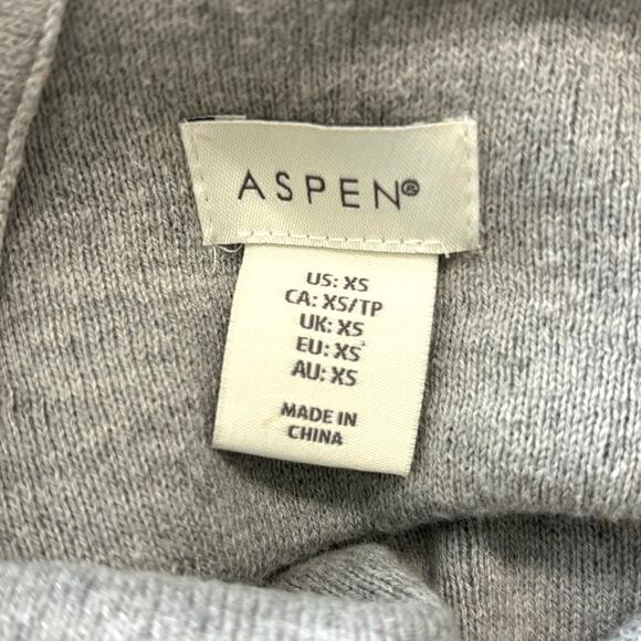 Aspen Wms XS Gray White Chevron Mock Neck Tunic Sweater Academia Minimalist Cozy - Picture 3 of 6